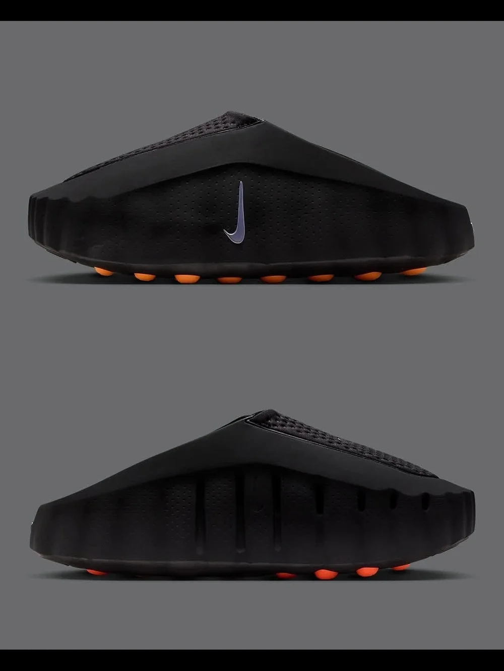 Nike Men’s Black Slip-On Clogs with Orange Pod Sole